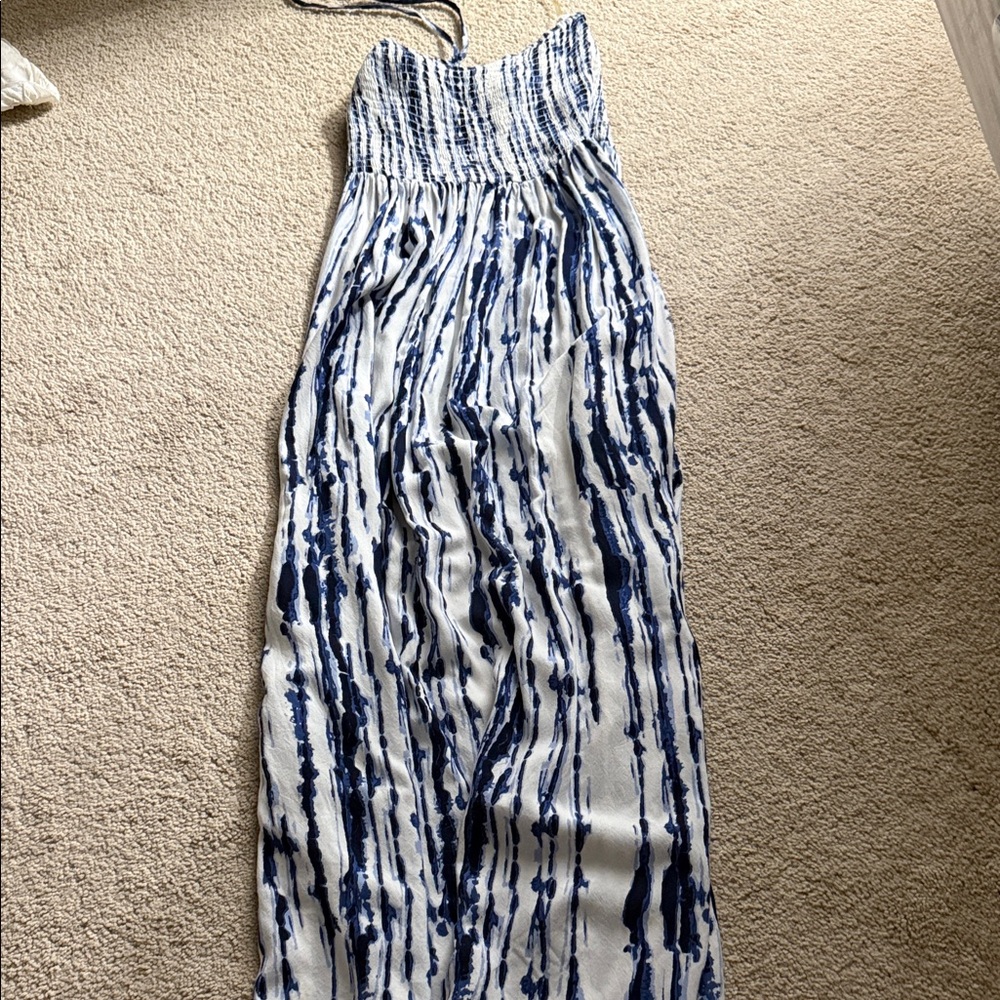 Blue and White Tie-Dye Jumpsuit